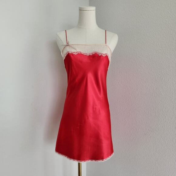 Victoria's Secret Other - Victoria's Secret Red Chemise Night Lace Lingerie Slip Dress S